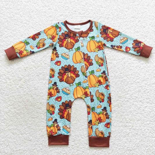 thanksgiving turkey Baby Romper With zipper