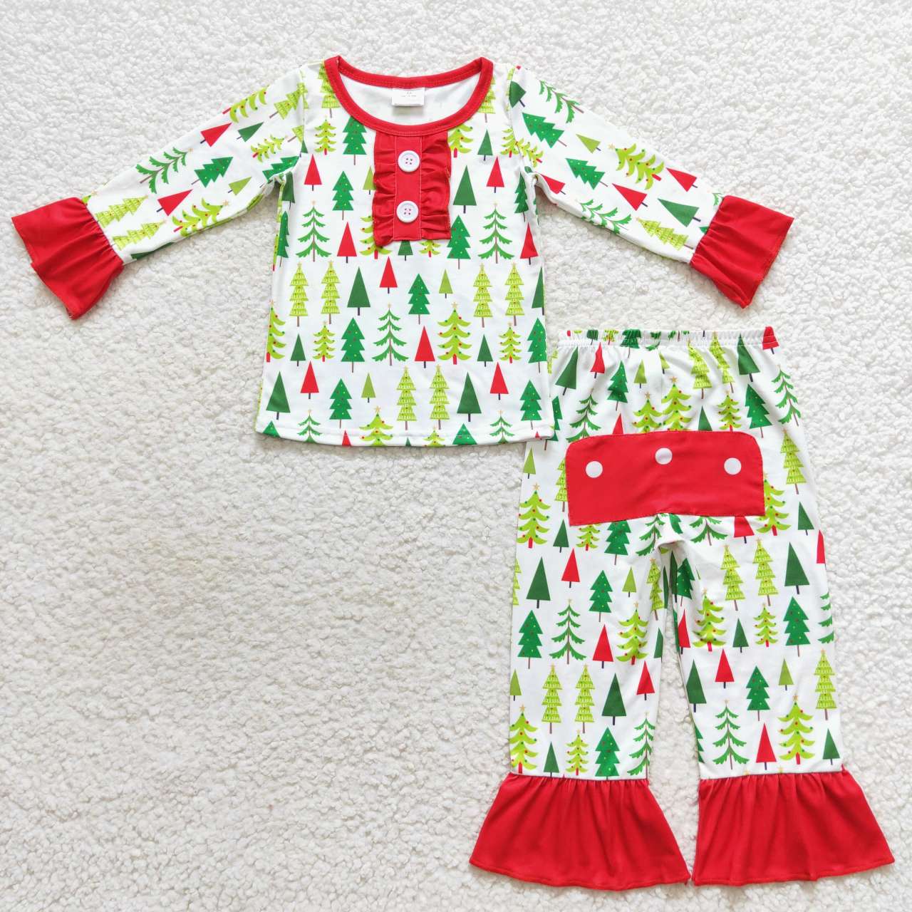 Christmas Green Tree long-sleeved Girls Pants pajamas