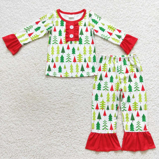 Christmas Green Tree long-sleeved Girls Pants pajamas