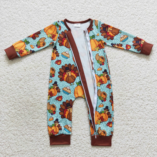 thanksgiving turkey Baby Romper With zipper