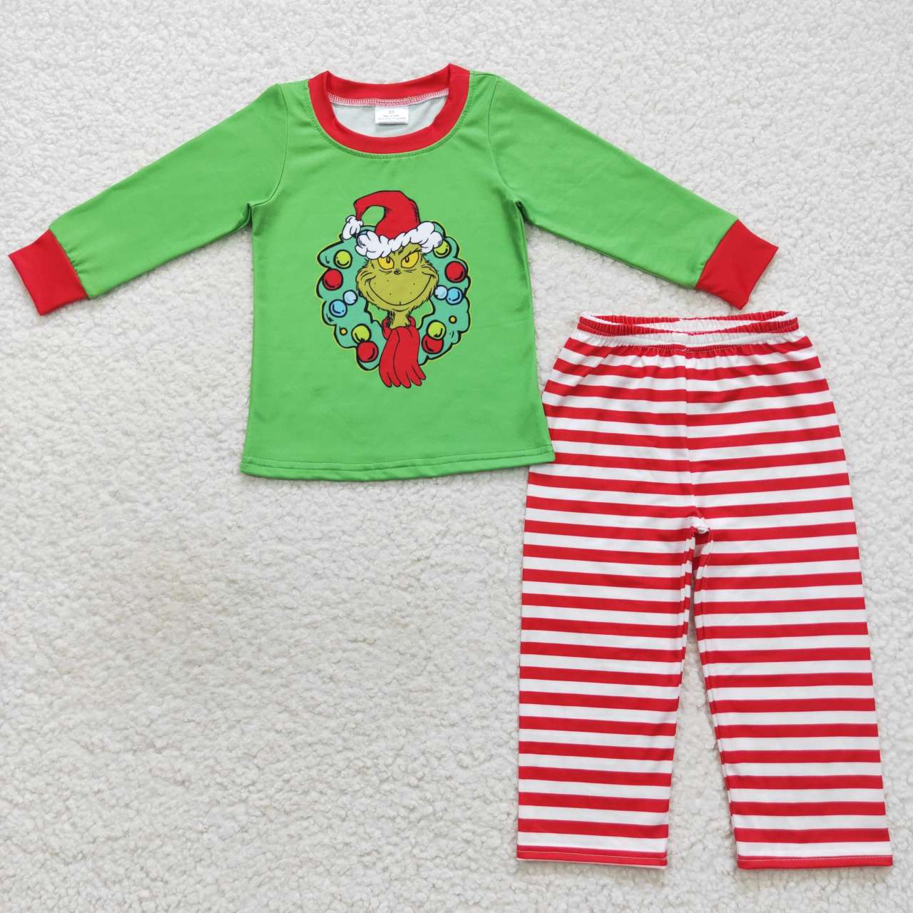 Christmas Green Red Stripe Cartoon Pants Pajamas