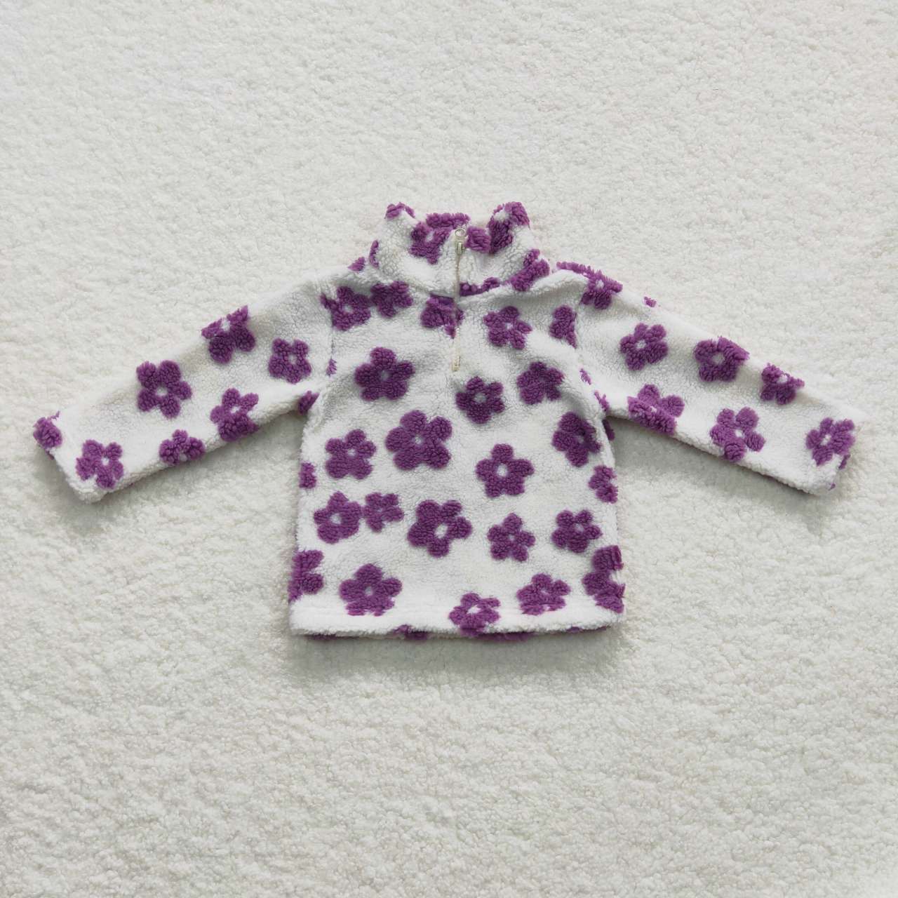 Purple Floral With Zipper Furry Sherpa