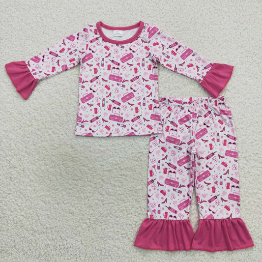 Pink Cartoon Pants Girls Pajamas