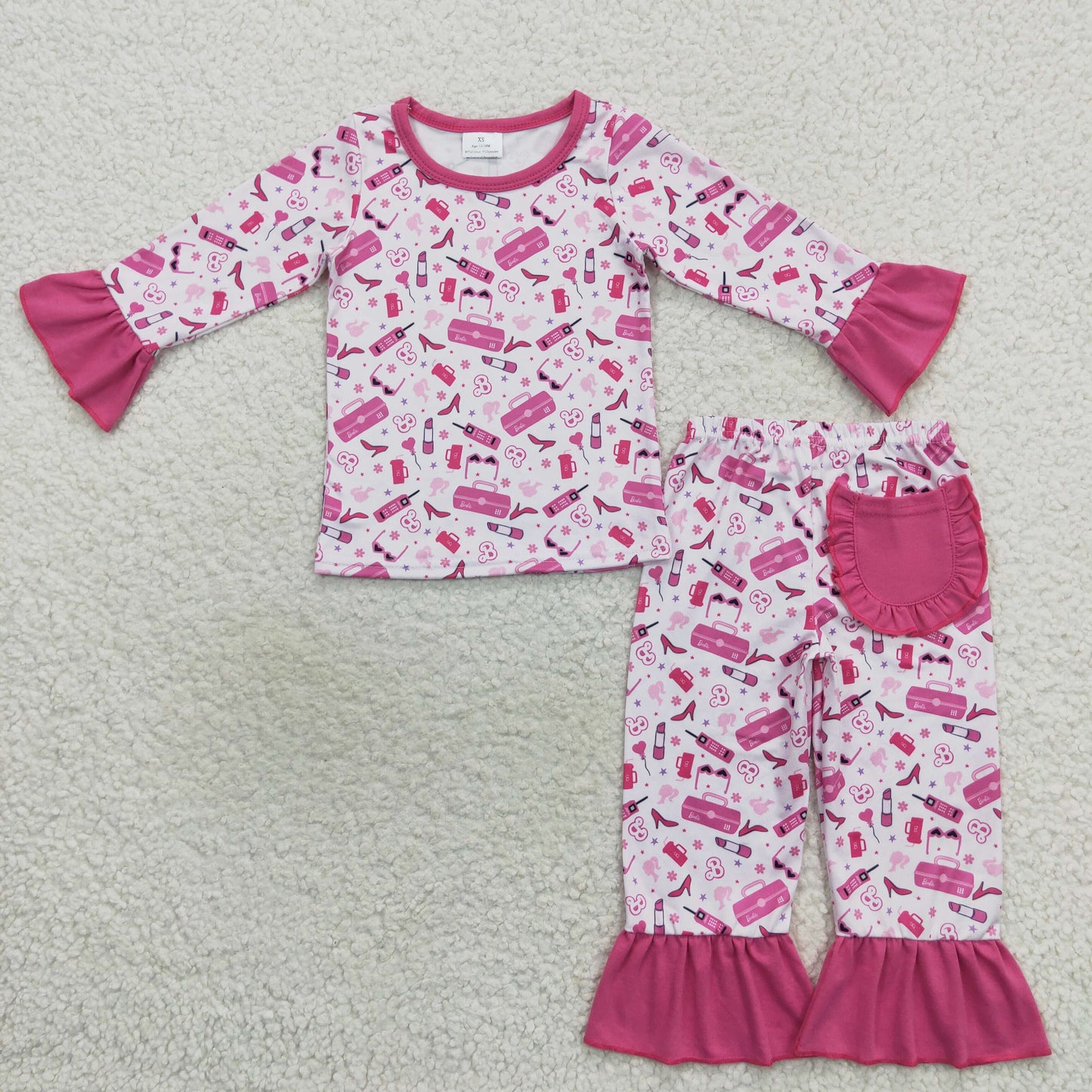 Pink Cartoon Pants Girls Pajamas