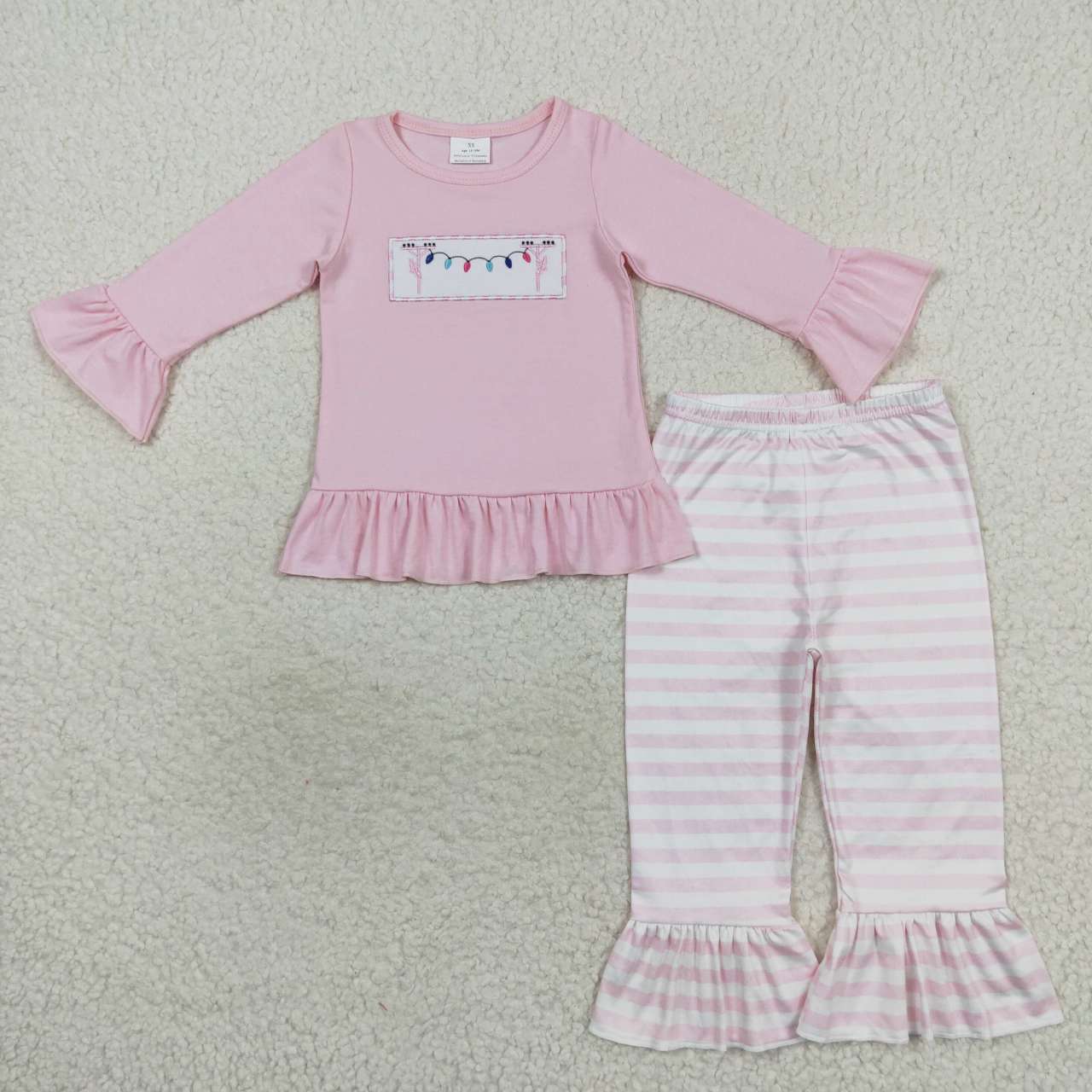 Christmas Embroidery Colored lights Girls Outfits