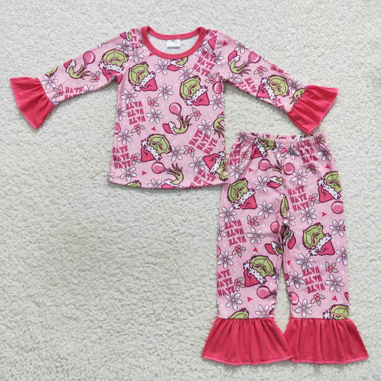 Christmas Pink Cartoon Pajamas Outfit