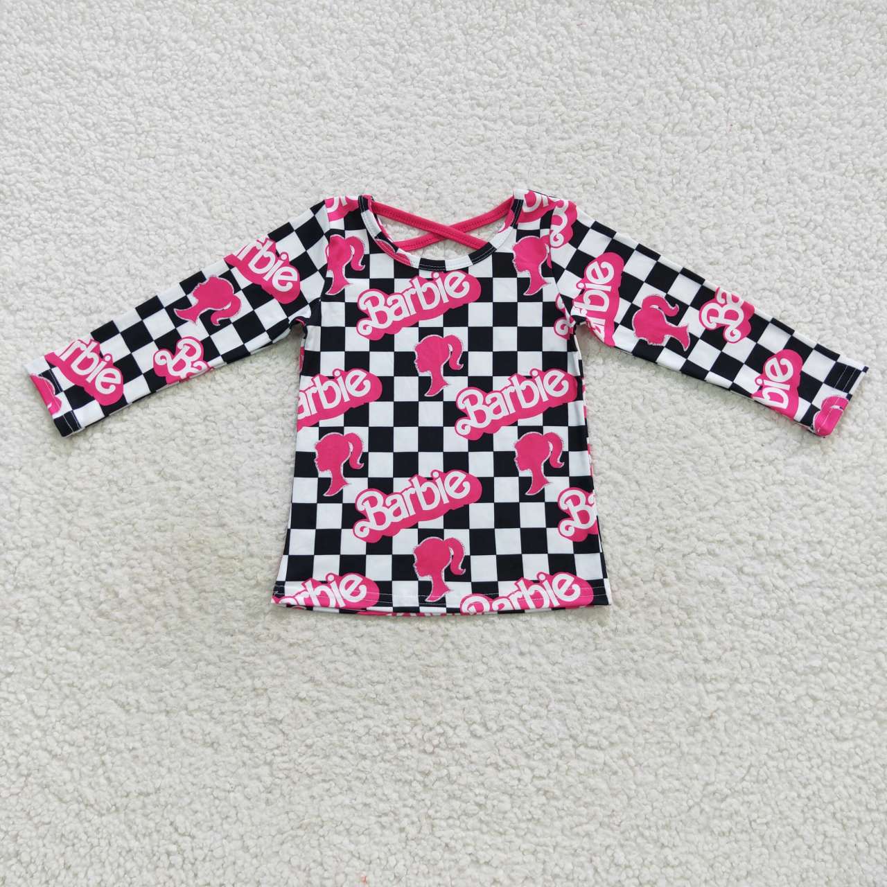 black and white plaid Letter Shirt