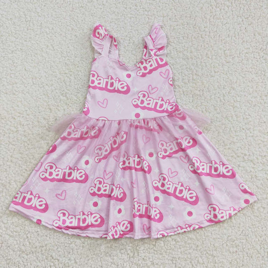 Pink Cartoon Girls Dress