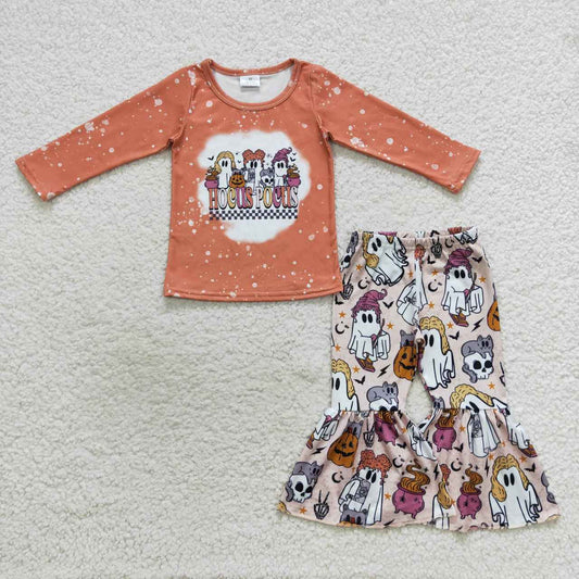 Halloween Ghost Floral long-sleeved pants Girls Set