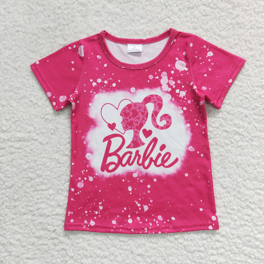Pink Bleach Letter Girls Shirt
