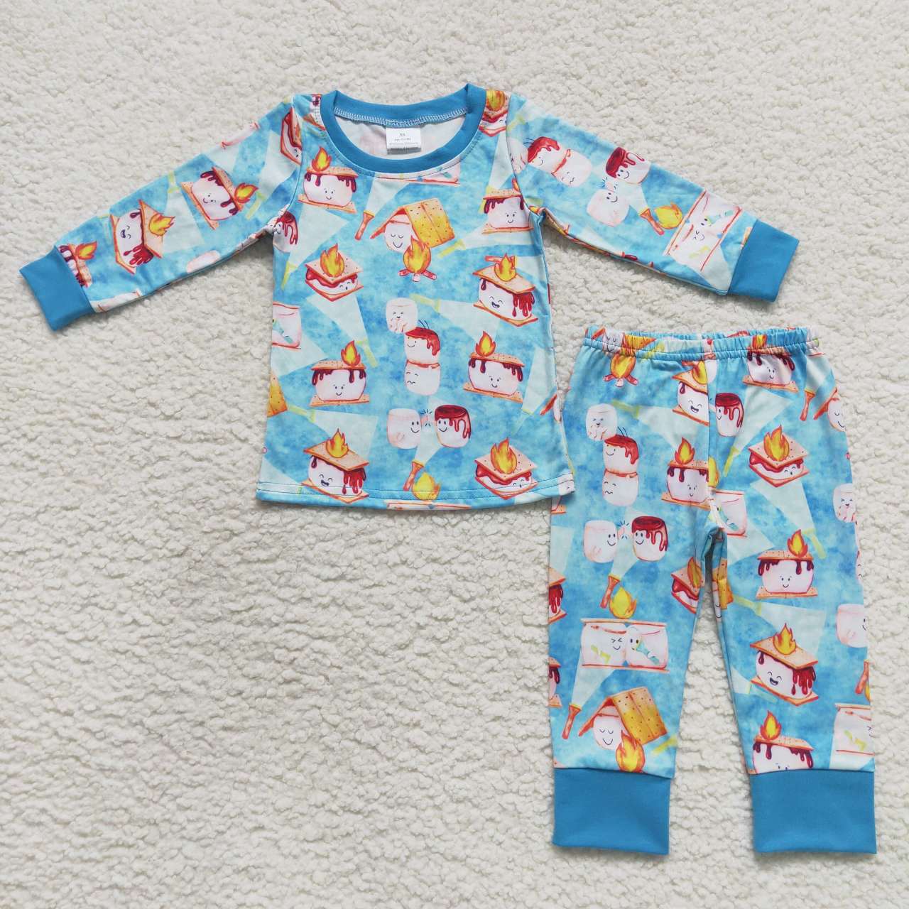 Blue Cartoon Long-sleeved Pants pajamas