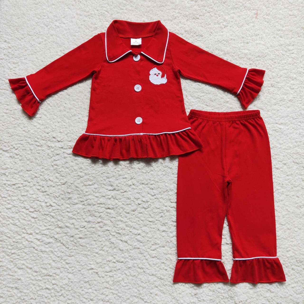 Christmas Red Santa Pants Girls Pajamas