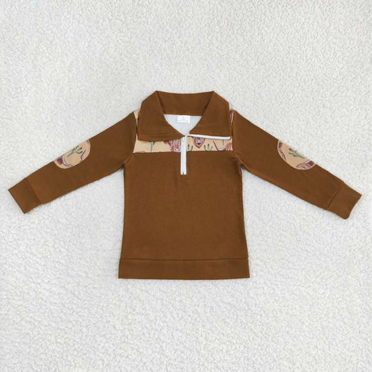 Brown Cow Print long-sleeved With Zipper Coat