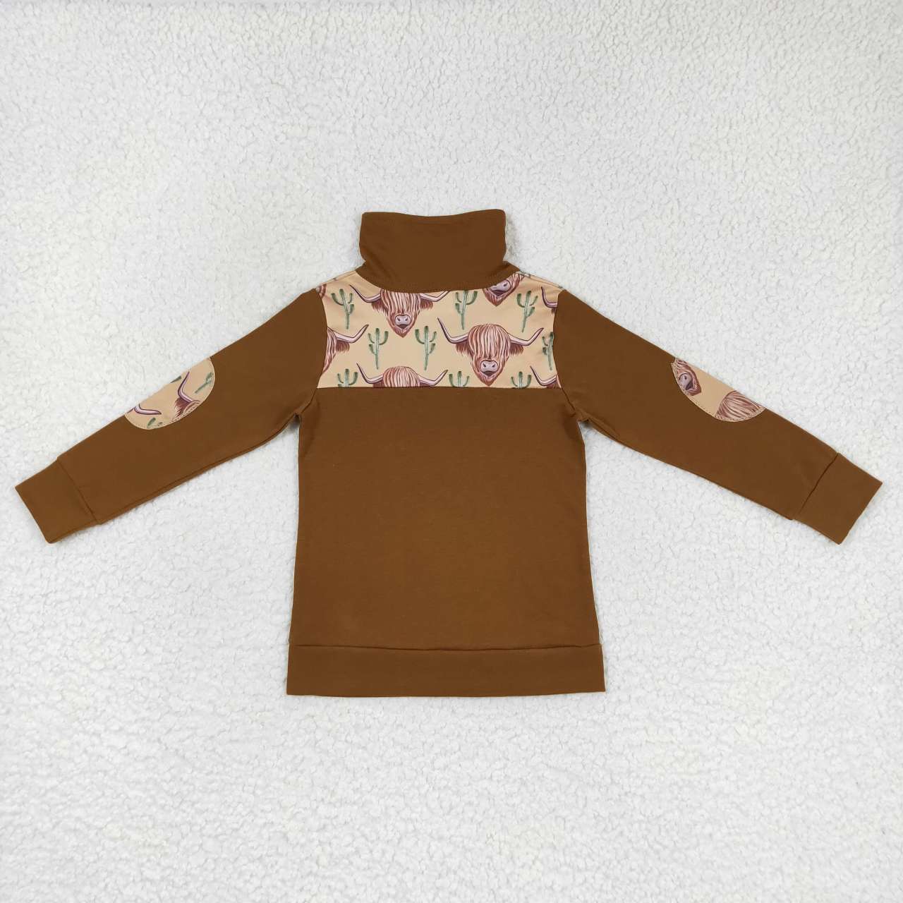 Brown Cow Print long-sleeved With Zipper Coat