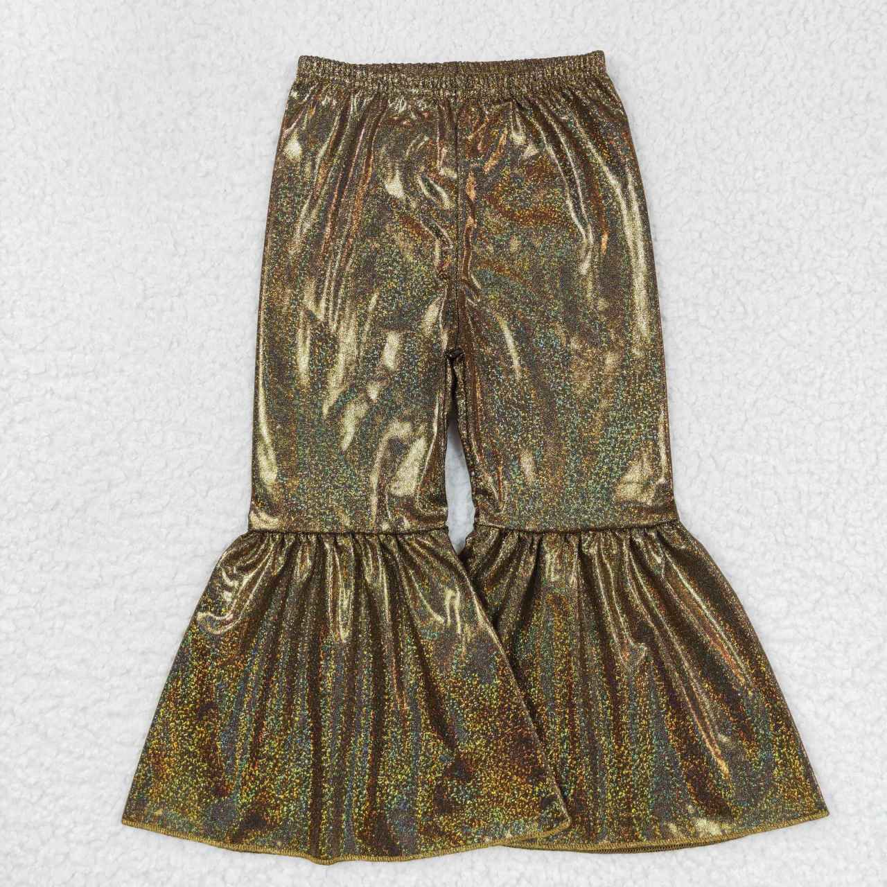 Brown Satin Spandex Bell Pants