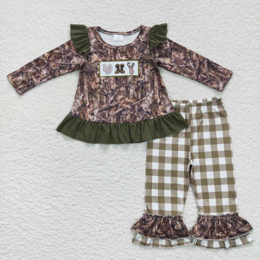 Christmas Camo Deer Long Sleeve Girls Suit