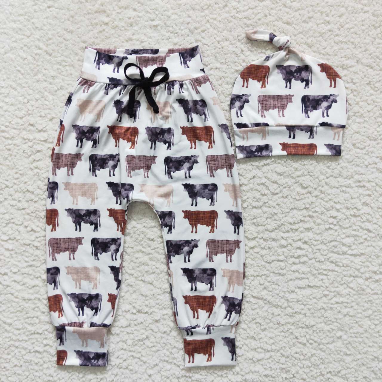 Cow Kids Pants With baby Hat