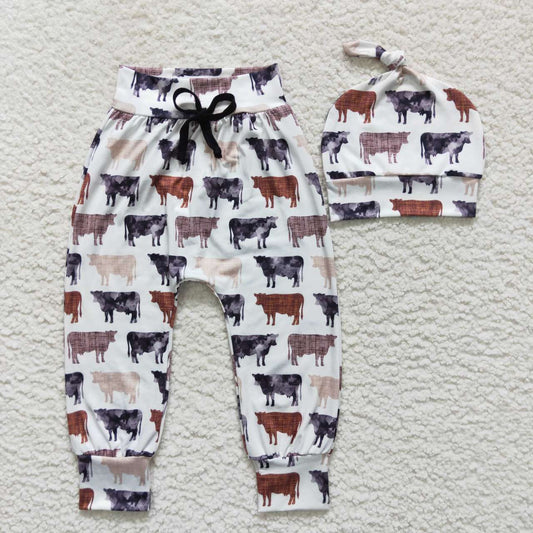 Cow Kids Pants With baby Hat