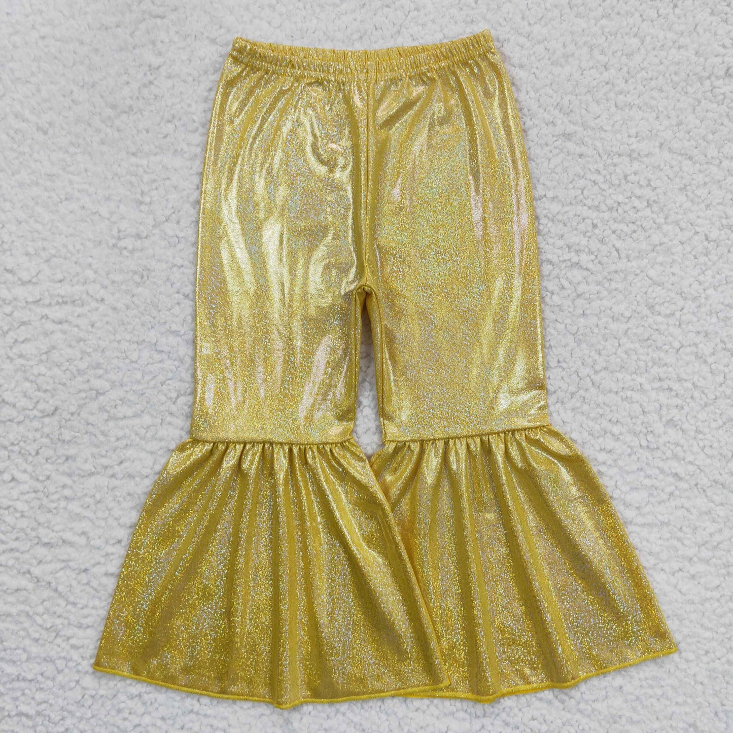 Gold Satin Spandex Bell Pants
