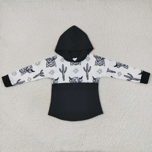 Black Cactus Print hooded