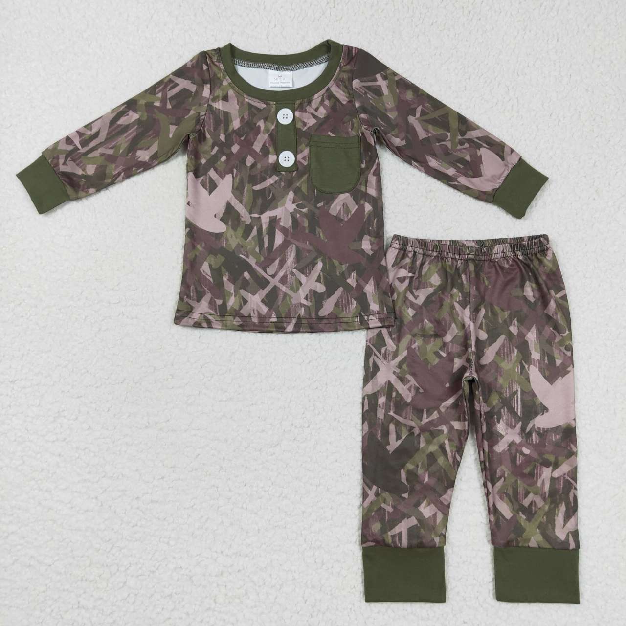 Green Camo Cartoon long-sleeved pants pajamas