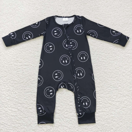 Black Smile Baby Romper With zipper