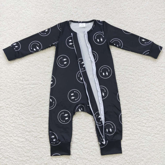 Black Smile Baby Romper With zipper