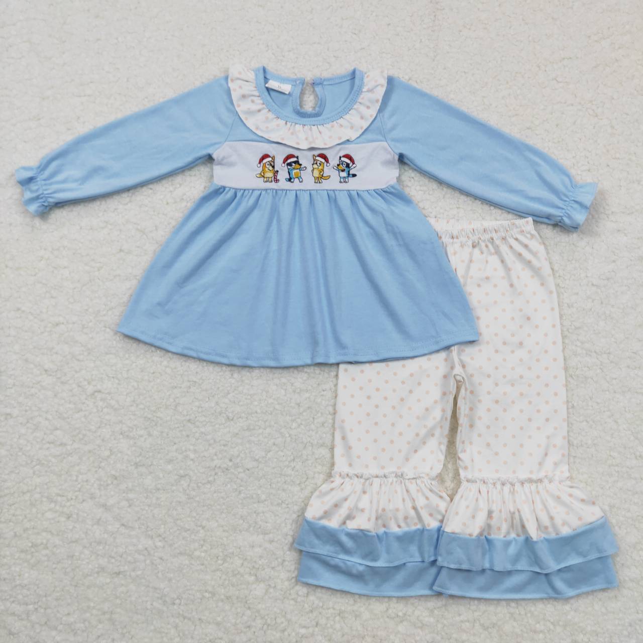 Christmas embroidery Dog Girls Set