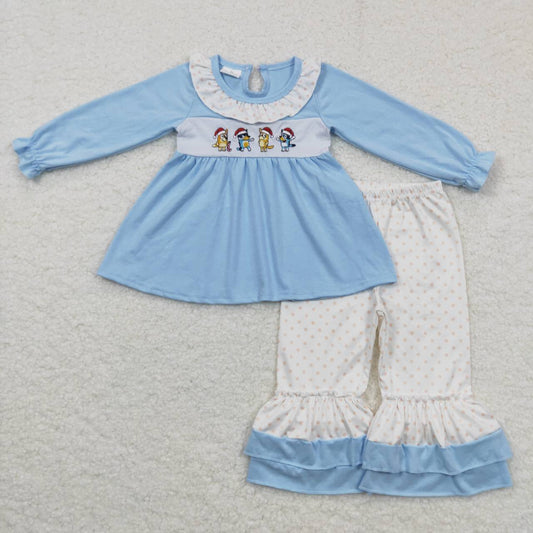 Christmas embroidery Dog Girls Set