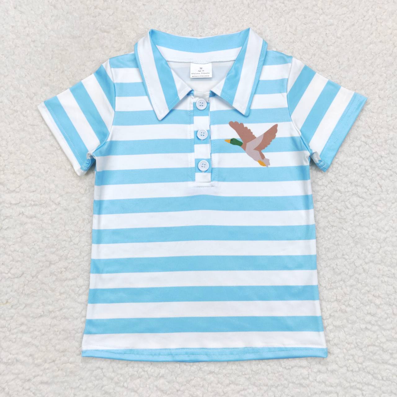Blue Stripe Duck With Button Boy Shirt