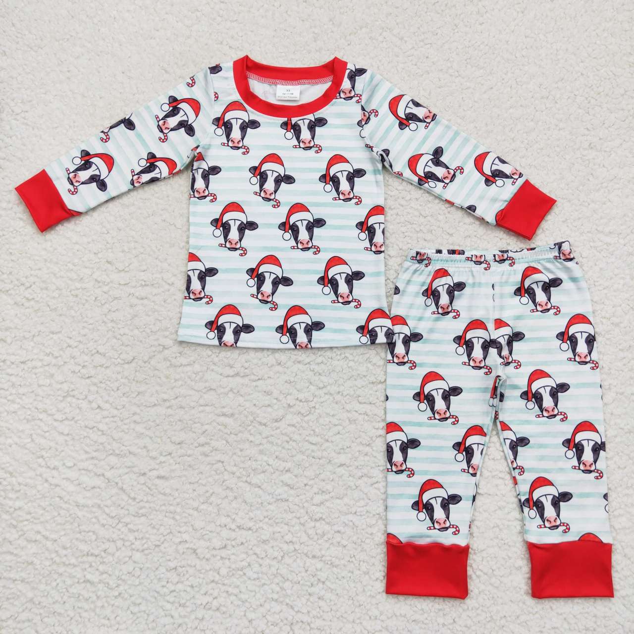 Christmas Long Sleeve Cow Stripe Pajamas