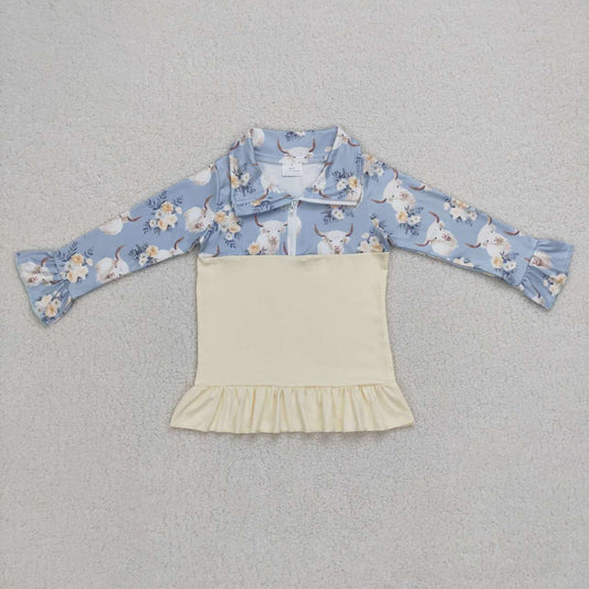 Blue Floral Girls Shirt