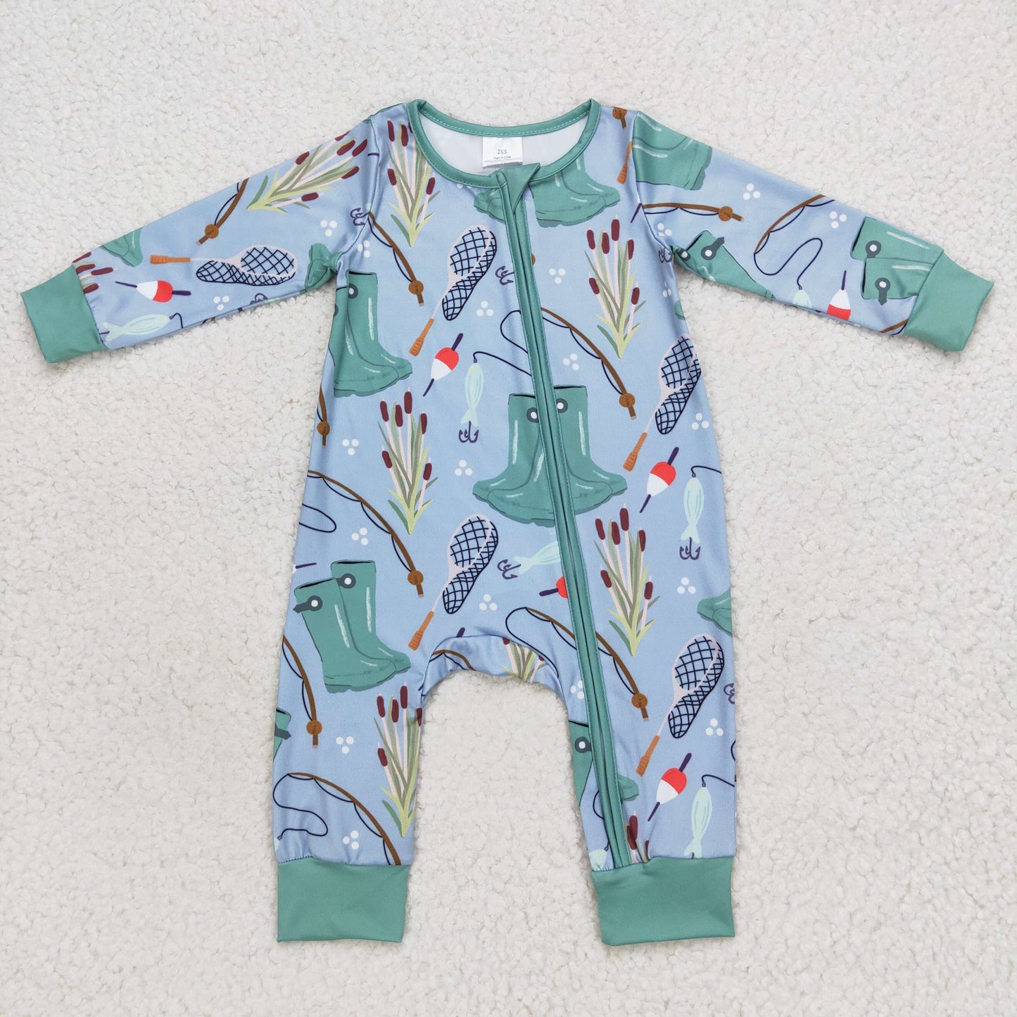 Green Boots Baby Romper With zipper
