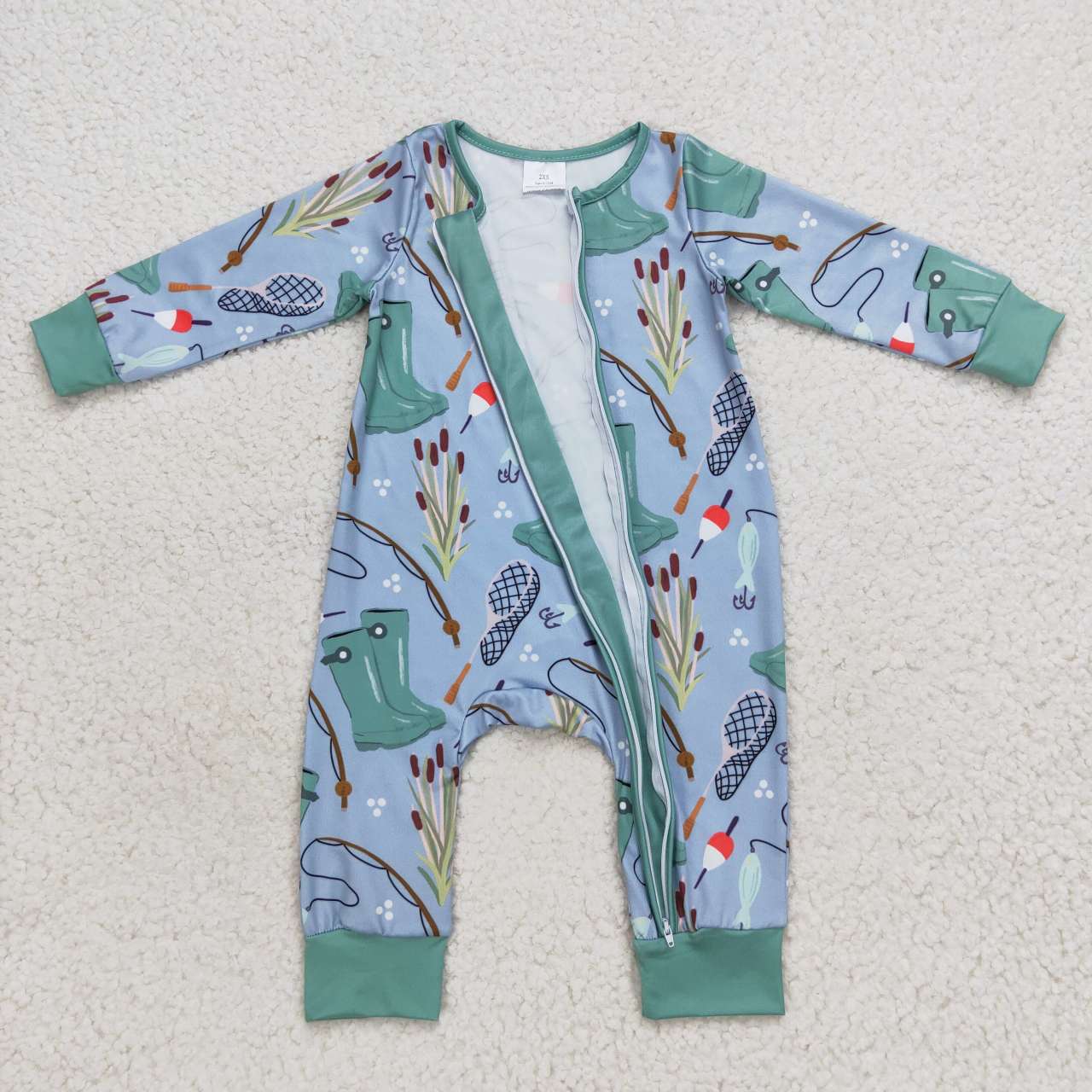 Green Boots Baby Romper With zipper