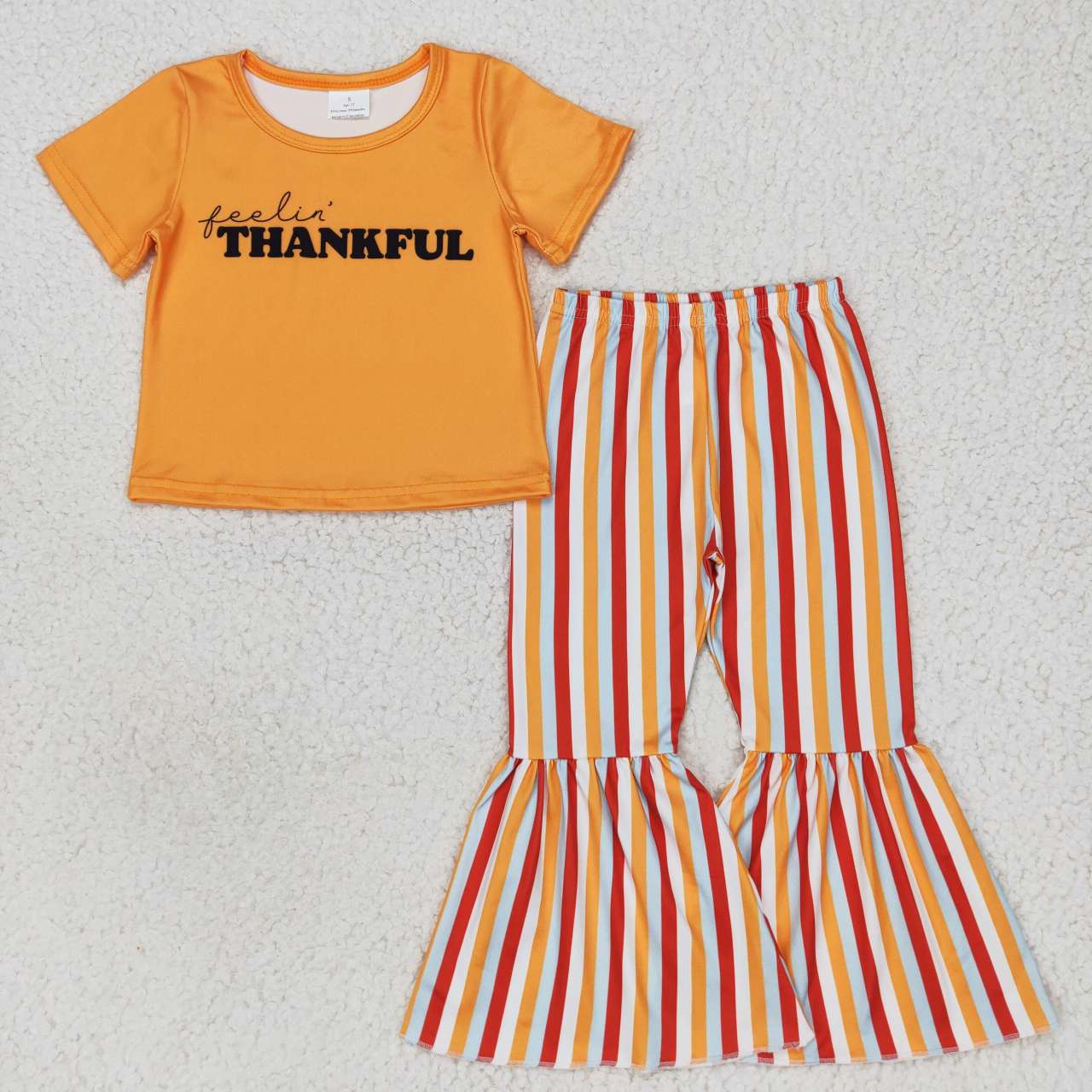 Orange Letter Stripe Girls Set