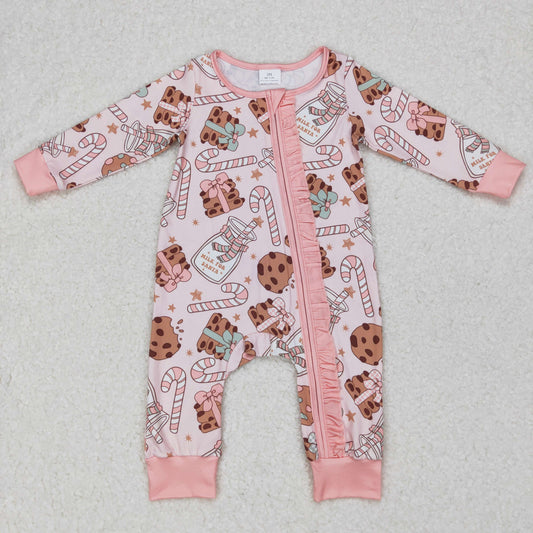 Pink Cookies Baby Romper With zipper