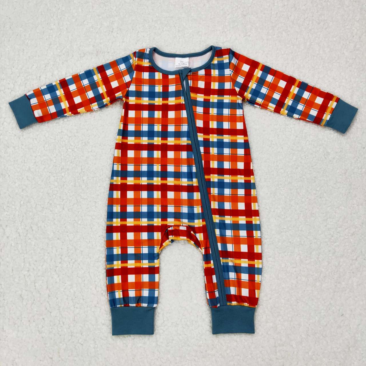 Striped plaid Baby Romper With zipper