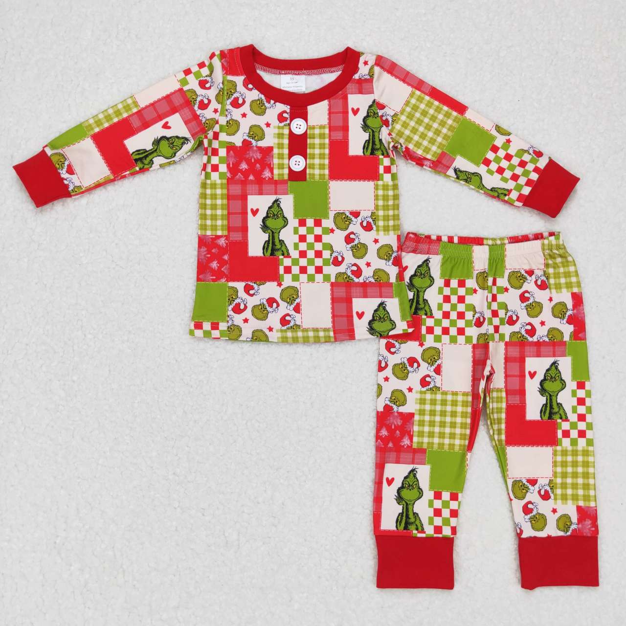 Christmas Green Cartoon print long-sleeve pants pajamas