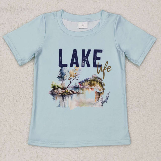 Blue Fish Print Shirt