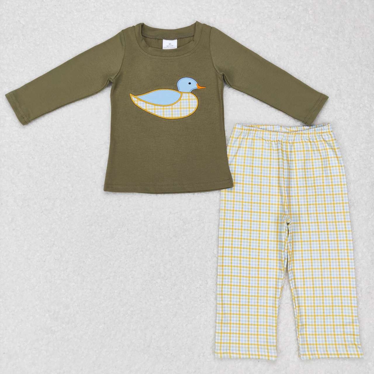 Duck Embroidery Print Long Sleeve Boy Set