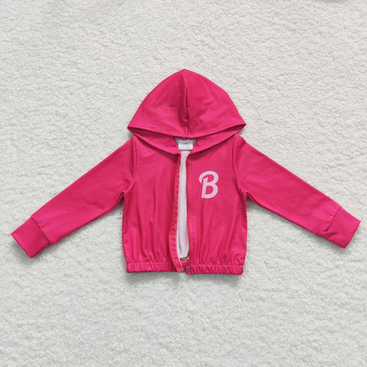 Pink Letter With Zipper Coat