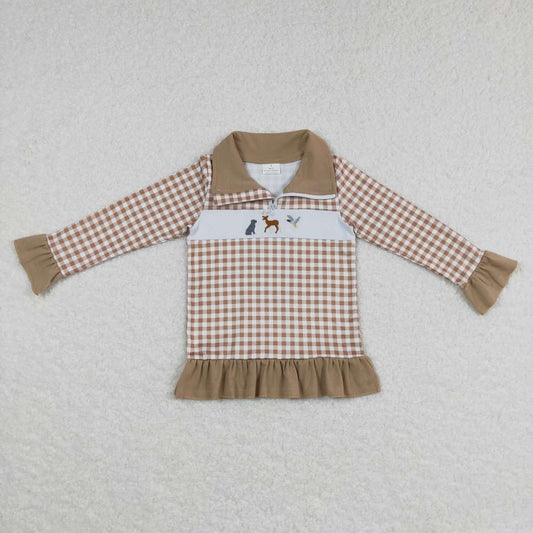 Plaid DOG Deer DUCK Print Girls Coat