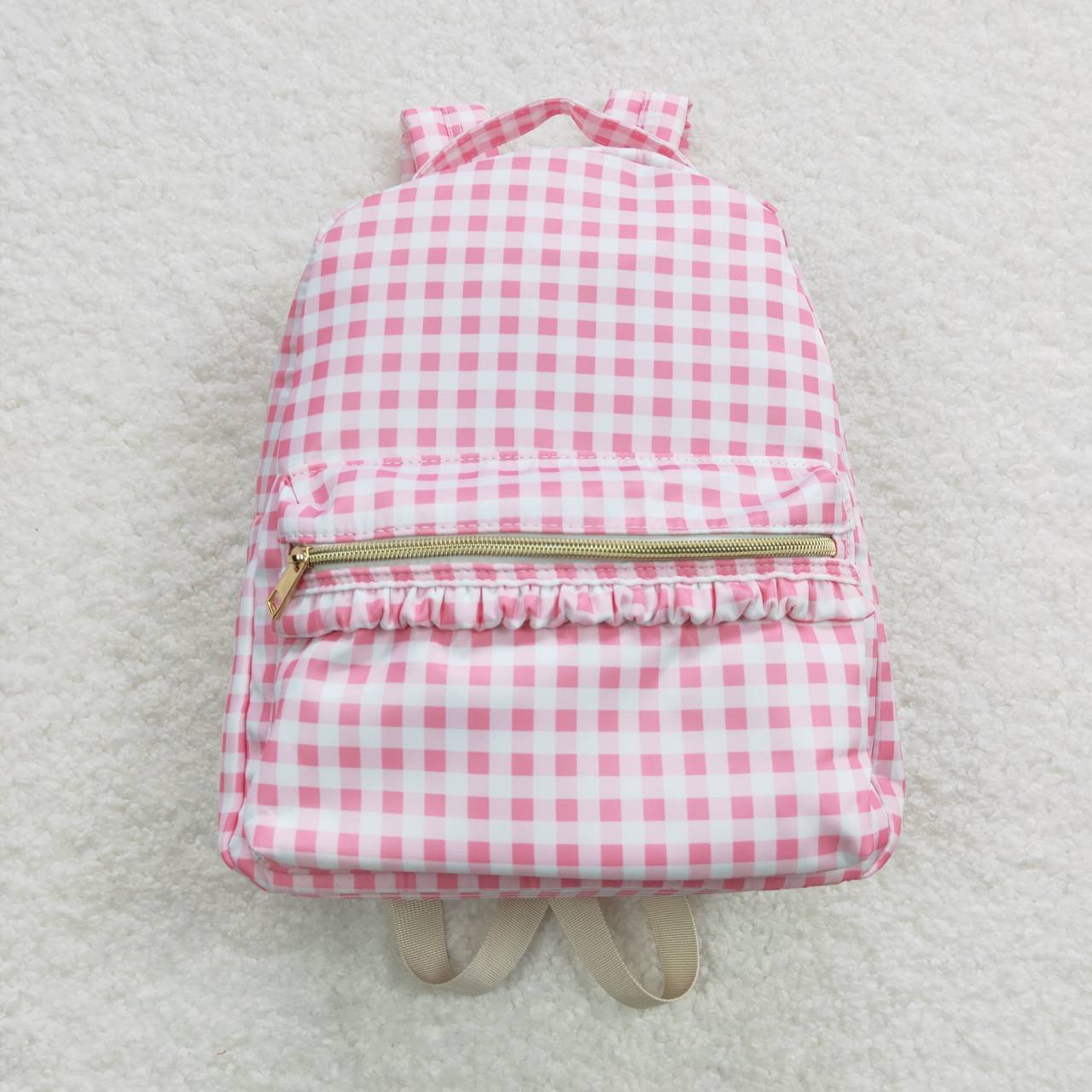 Pink Plaid Print BACKPACK