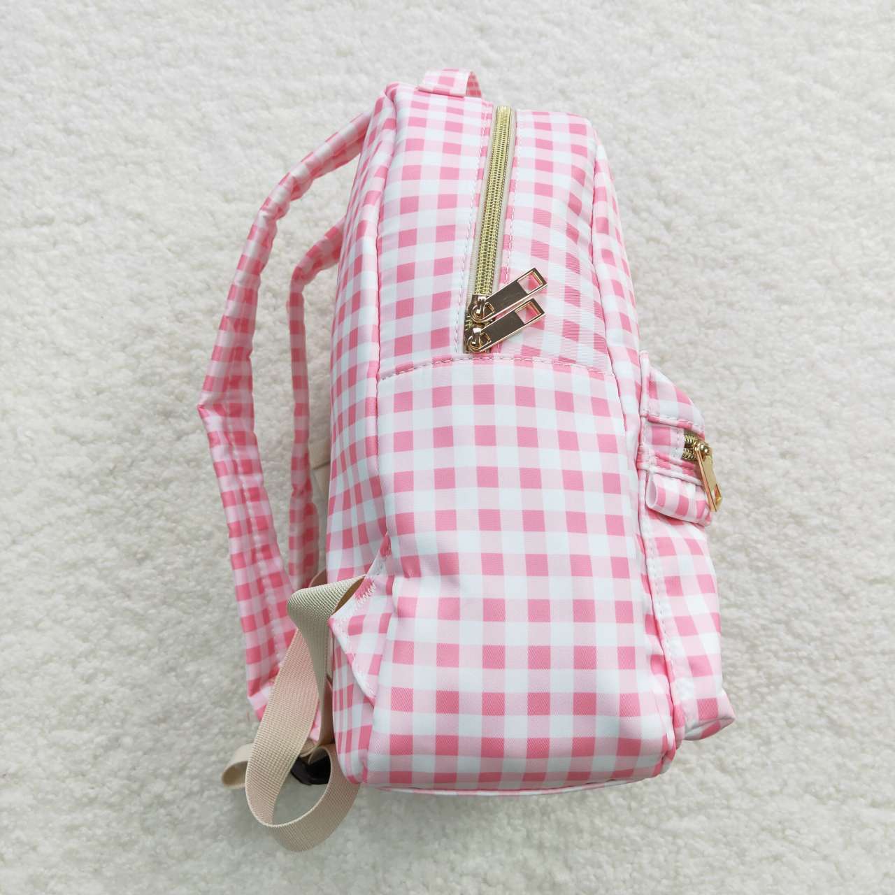 Pink Plaid Print BACKPACK