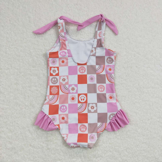Smile Print Girls Summer Swimsuit