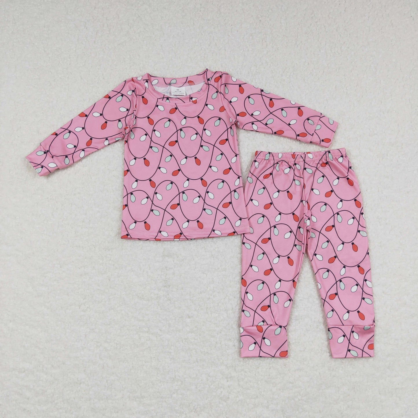 Christmas Pink light Print long sleeve pajamas