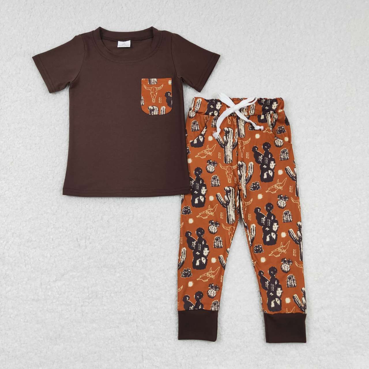 brown cactus Print Boy Set