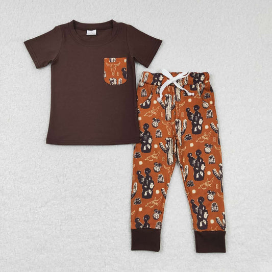 brown cactus Print Boy Set