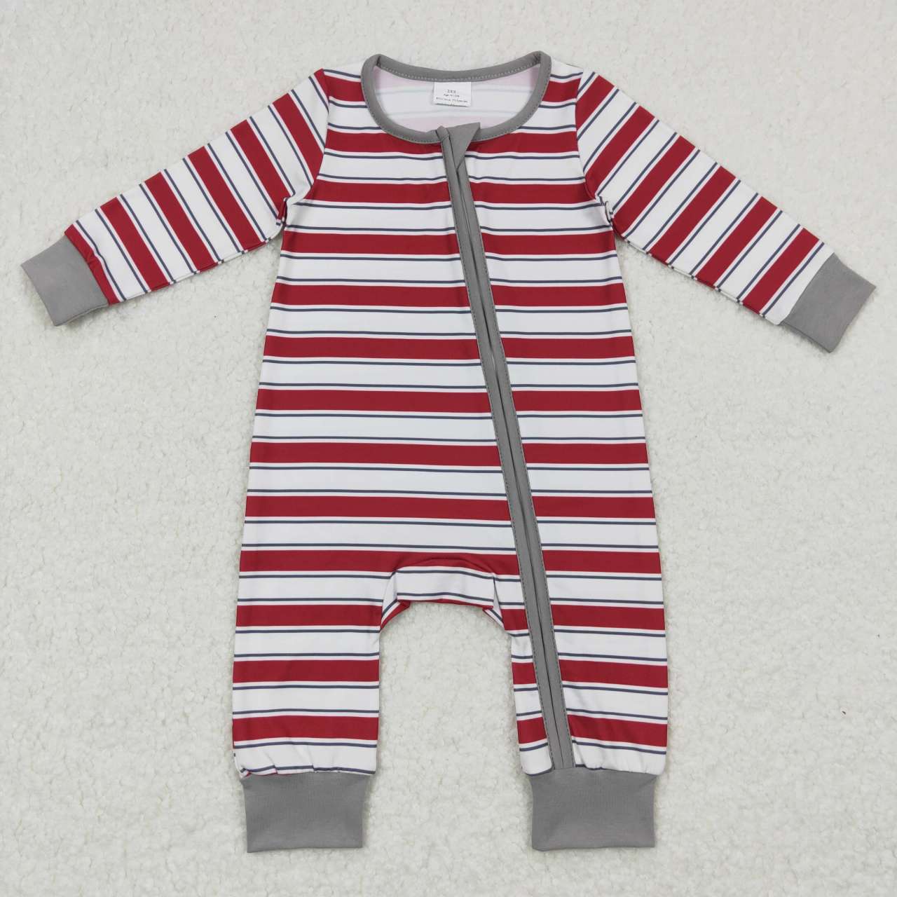 Christmas Stripe Baby Romper With zipper