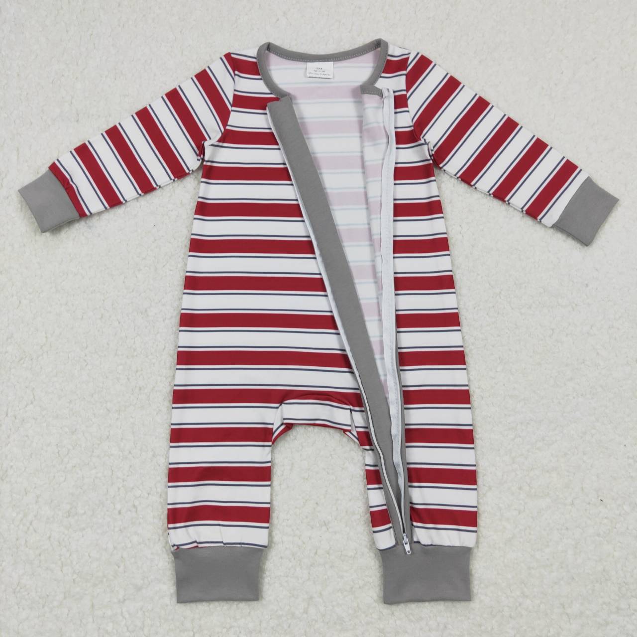 Christmas Stripe Baby Romper With zipper